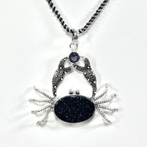 Blue Sunstone Amethyst 925 Large Crab Pendant ONLY